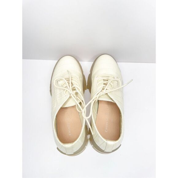 Chinese Laundry Jesty Oxfords Size 7 Cream Croc Embossed Chunky‎ Platform Shoes - Picture 7 of 10